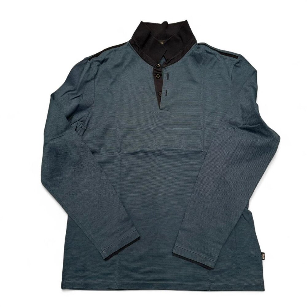 Dark blue Hugo Boss long sleeve polo shirt - Picture 1 of 5